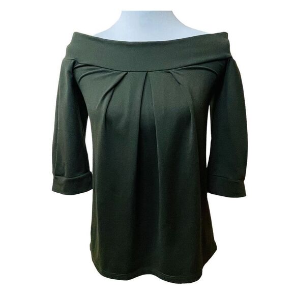 Susana Monaco Off Shoulder 3/4 Sleeve Top Green size Small - Picture 1 of 11